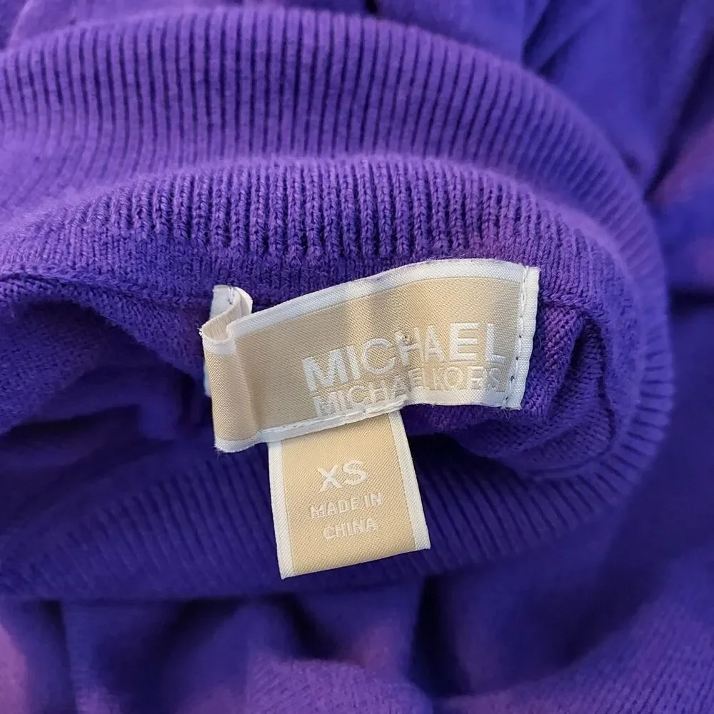 MICHAEL Michael Kors Sweater Top Boxy Oversize Turtleneck Handwarmer Women XS